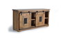 GINER Y COLOMER Buffet de style industriel en bois massif d'acacia et métal, 2 portes coulissantes, 2 tiroirs, couleur naturel, 80 x 165 x 45 cm